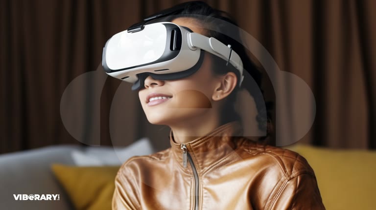 Person wearing a virtual reality headset