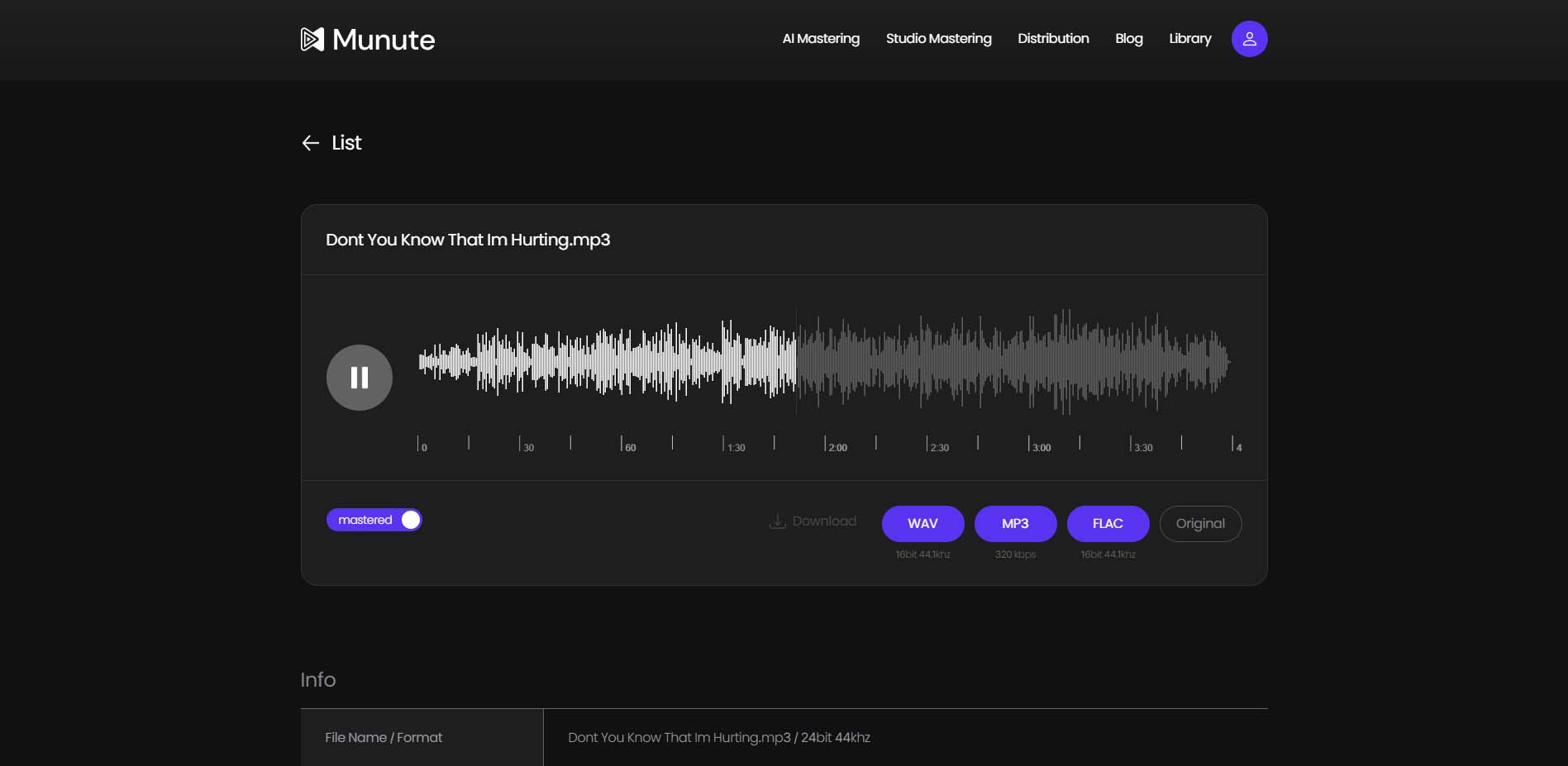 Munute interface